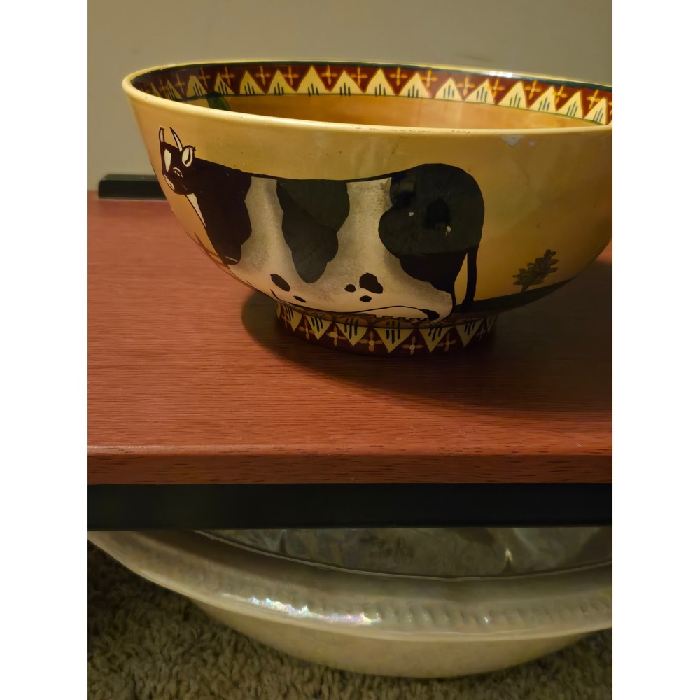Vintage Farmhouse Decorative Cow Ceramic Bowl Rustic Country Kitchen Decor - Picture 4 of 6